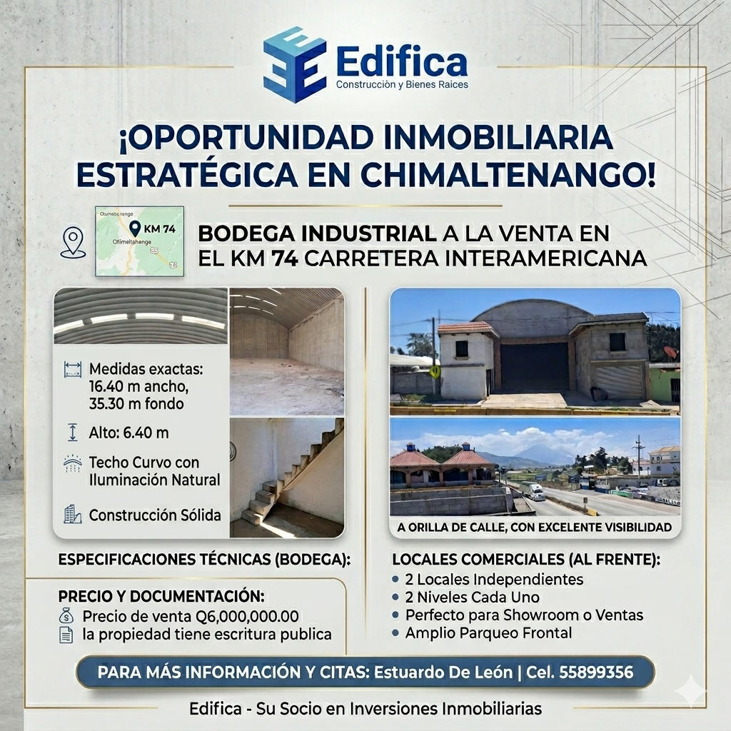 Bodega industrial en venta en Chimaltenango, km 74